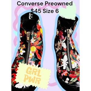 CONVERSE CTAS Black Floral Classic Hi Womens Shoes Sneakers Shoes Sz-6 (554864C)